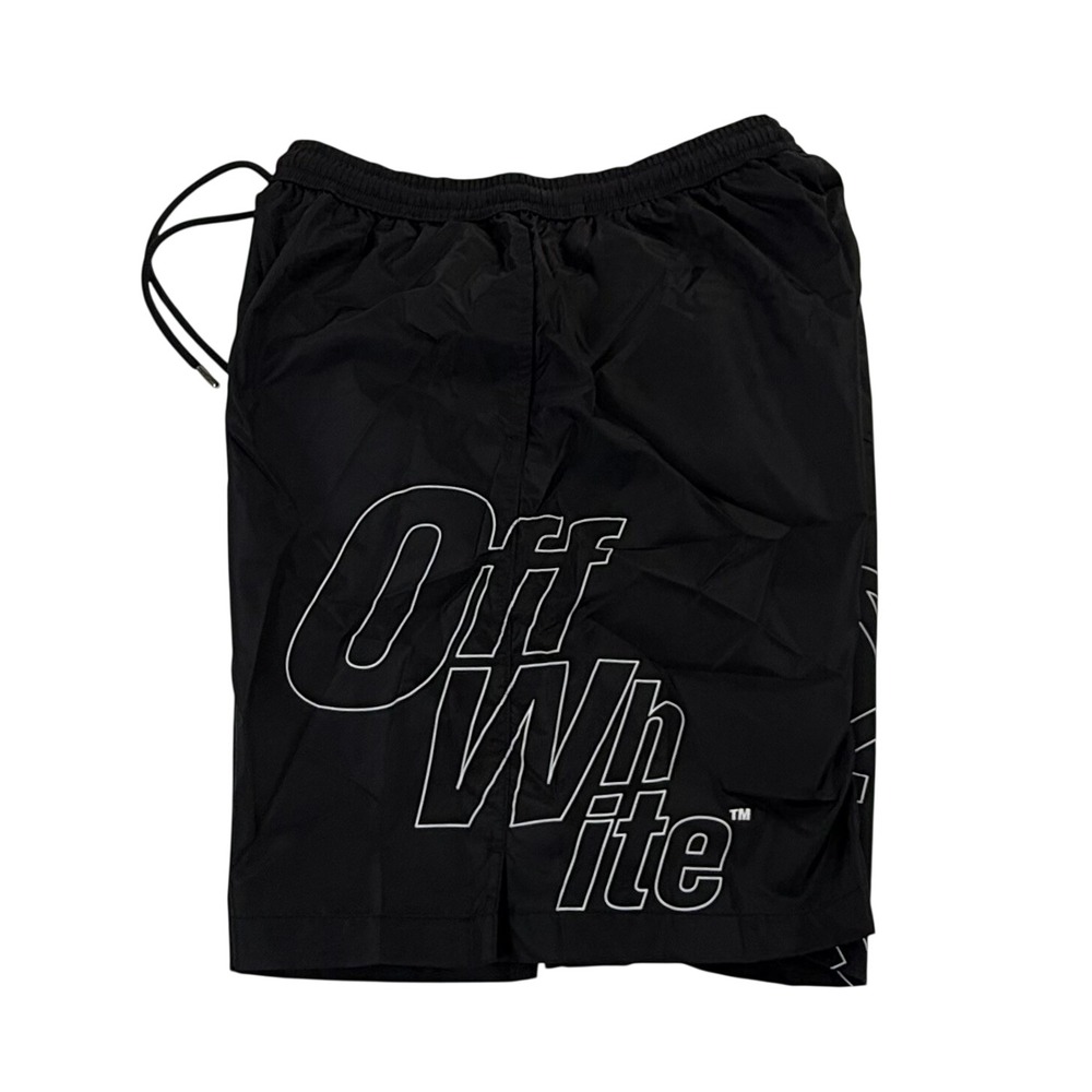 Off-White Mens Black Outline Logo Swim Shorts OMFA003S20G38020 Size M